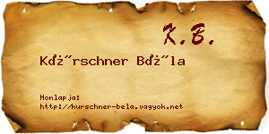 Kürschner Béla névjegykártya